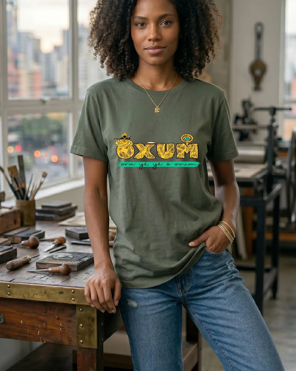 Camiseta Premium Algodão Oxum Nome Axé Umbanda Candomblé