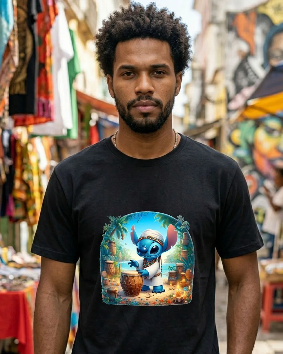 Camiseta Algodão Premium Stitch 1 Axé Umbanda Candomblé