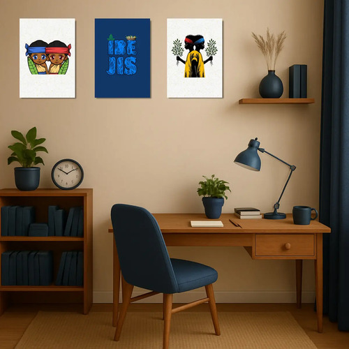 Kit 3 Quadros Ibejis 20x28cm - Umbanda Candomblé